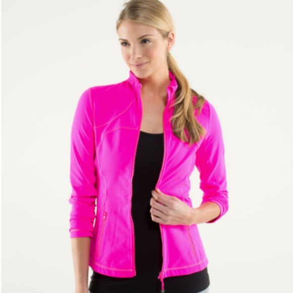 LULULEMOM WOMENS RASPBERRY GLO FORME JACKET ZIP UP NEON PINK SIZE 4 DEFINE - Picture 4 of 11